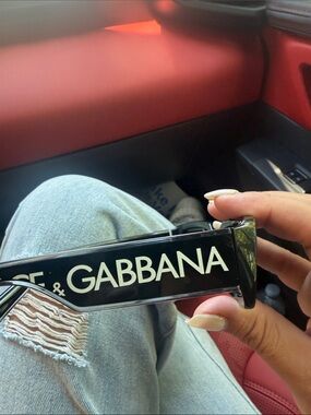 Dolce & Gabbana Black Sunglasses Temple with White Logo